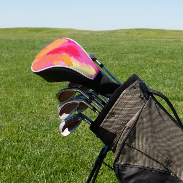 Rosa, orange und gelb golf headcover (In SItu)