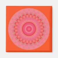 Rosa, orange und gelb Mandala Magnet