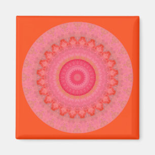 Rosa, orange und gelb Mandala Magnet