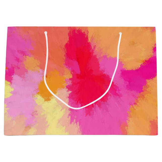 Rosa, orange und gelbe Farbe Große Geschenktüte (Vorderseite)