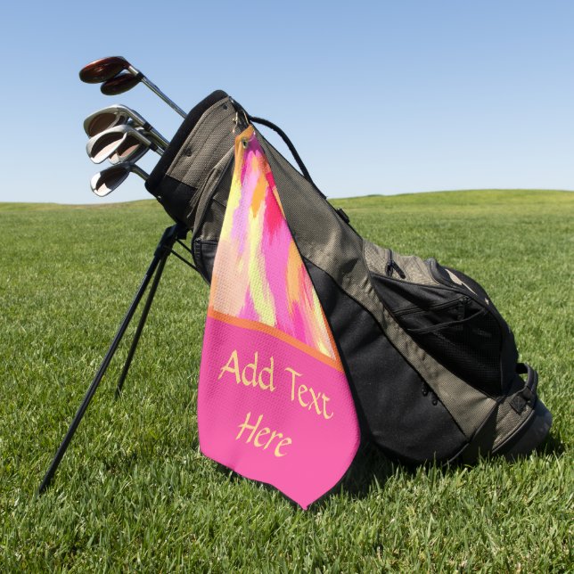 Rosa, orange und gelbe Farben Golfhandtuch (Gras)