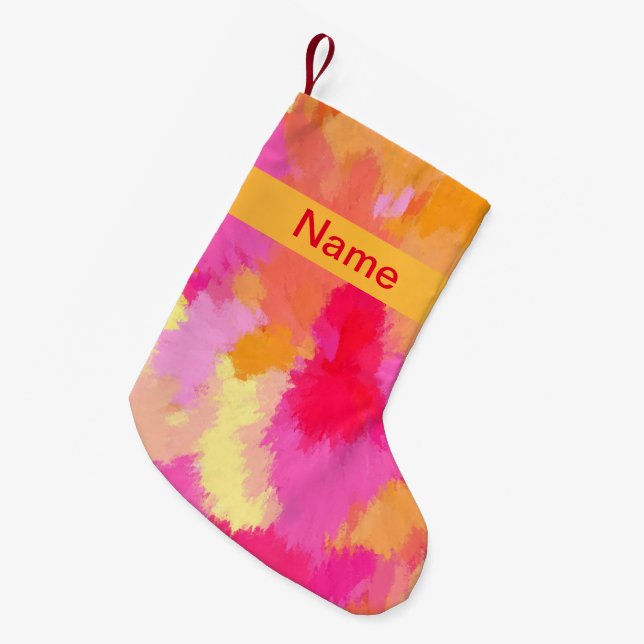 Rosa, orange und gelbe Farben Kleiner Weihnachtsstrumpf (Vorderansicht (hängend))