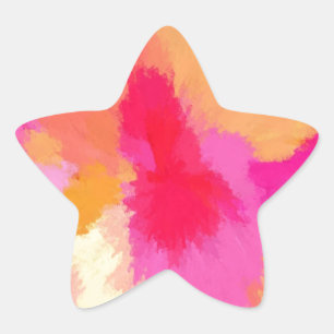 Rosa, orange und gelbe Farben Stern-Aufkleber