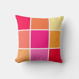 Rosa, orange und gelbe Quadrate Kissen