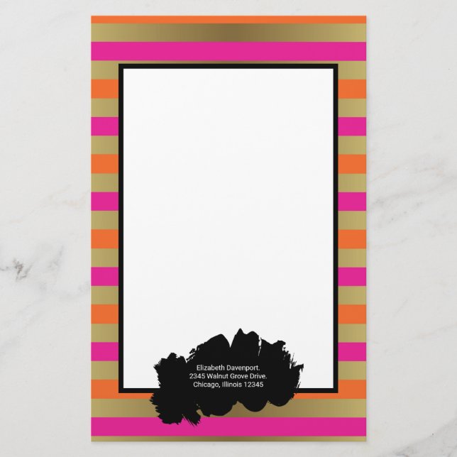 Rosa, orange und Imitate Metallische Goldrapen Briefpapier (Vorderseite)