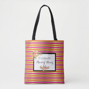 Rosa, Orange und Imitate Metallische Streifen mit  Tasche