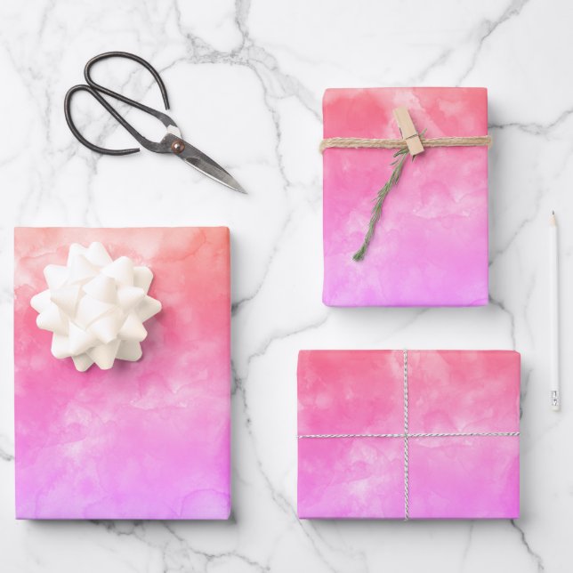 Rosa Orange und Lila Geschenkpapier Set (Vorderseite)