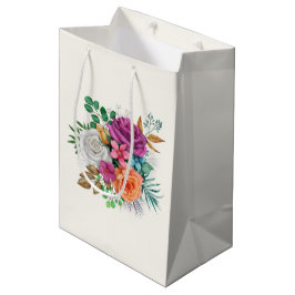 Rosa, Orange und Weiße Rosen Blumenstrauß Mittlere Geschenktüte
