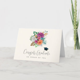 Rosa, orange und weiße Rosen zur Abschlussfeier Karte