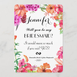 Rosa Orange Watercolor Garden Bridesmais Einladung