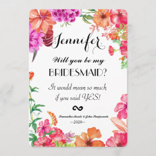Rosa Orange Watercolor Garden Bridesmais Einladung