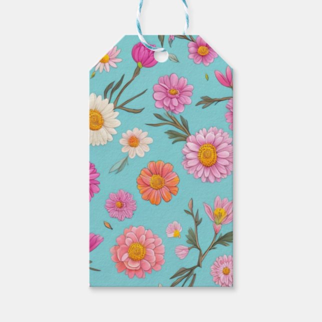 Rosa-orange-weiße Blütendecke mit Blumen Geschenkanhänger (Vorderseite)