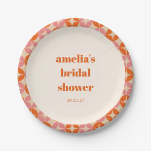 Rosa-orangee MidCentury-Modern-Hochzeitsdusche mit Pappteller