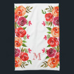 Rosa Orangefarbene Blume Mit Monogramm Geschirrtuch<br><div class="desc">Blumenmuster von Rot,  Orange,  Rosa und Bordeaux Blume und grünen Blätter auf JEDEM FARBHINTERGRUND - wir zeigen Weiß. Personalisieren Sie mit einem Monogramm,  Initialen,  Namen oder Sprichwort für sich selbst,  ein Geschenk,  ein Hochzeitsgeschenk oder ein Geschenk für den Muttertag.</div>