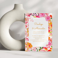 Rosa Orangefarbene Blume Script Chic Wedding