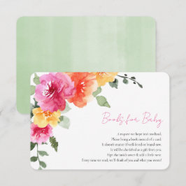 Rosa orangefarbene bunte Blumenbücher für das Baby Begleitkarte