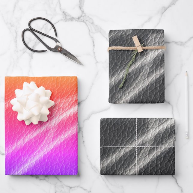 Rosa orangefarbene, fette, moderne Linien streuen Geschenkpapier Set (Vorderseite)