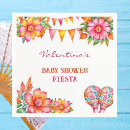 Rosa Orangefarbene Fiesta Babydusche Serviette