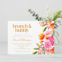 Rosa Orangefarbene Floral Bridal Brunch Bubbly
