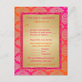 Rosa, orangefarbene, goldene IMITATE Glitzer RSVP- RSVP Karte