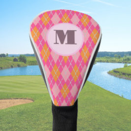 Rosa Orangefarbene Raute für Monogramm Golf Headcover