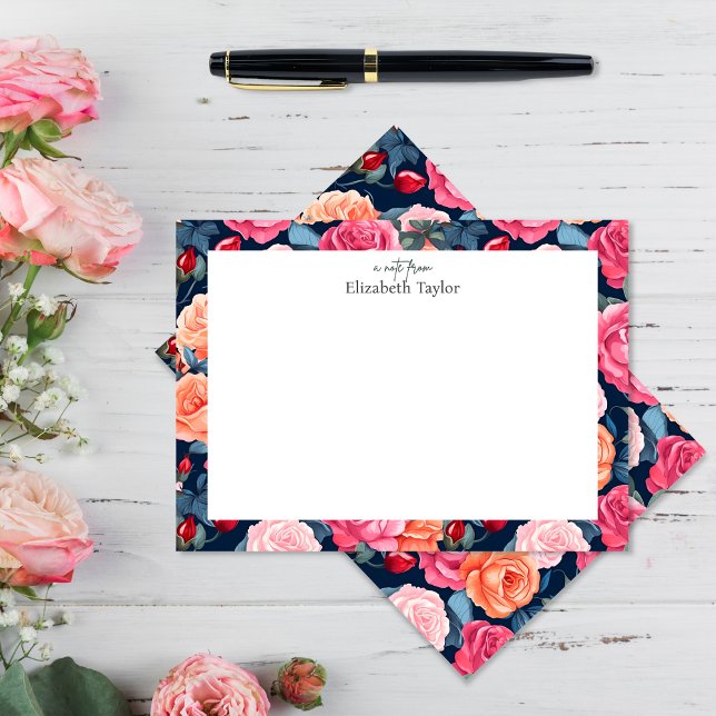 Rosa Orangefarbene Rose Muster Mitteilungskarte (Von Creator hochgeladen)