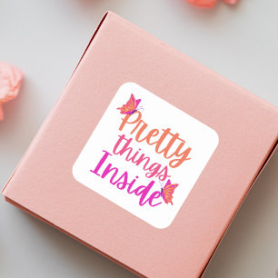 Rosa Orangefarbene Schmetterlinge Hübsche Dinge in Quadratischer Aufkleber