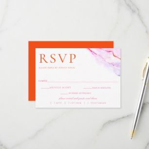 Rosa Orangefarbene Wasserfarbe Hochzeit RSVP Mahlz