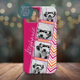 Rosa Orangefarbene weiße Instagramm-FotoCollage Case-Mate iPhone Hülle