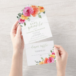 Rosa-Orangenbäuche Mädchen-Sprinkle All In One Einladung
