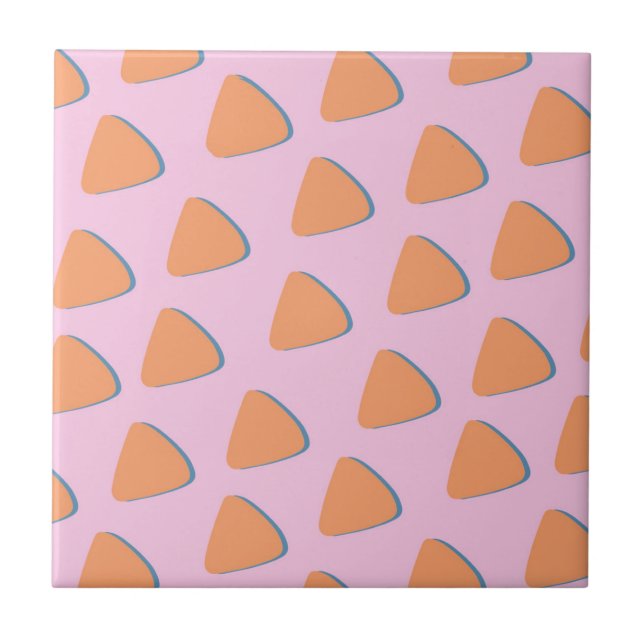 Rosa Orangendreieck-Muster Fliese (Vorderseite)