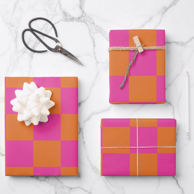 Rosa Orangengekreuztes Muster Geschenkpapier Set (Vorderseite)
