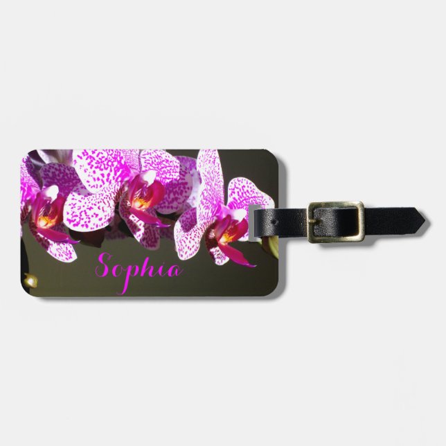 Rosa Orchiale Monogramm Gepäckanhänger (Vorderseite horizontal)