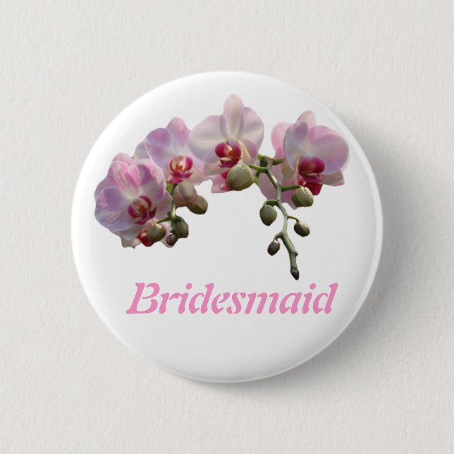 Rosa orchid Blume Brautknopf Button (Vorderseite)