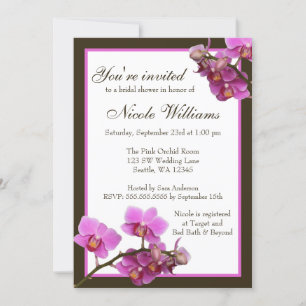 Rosa Orchid-Blume-Brautparty Einladung