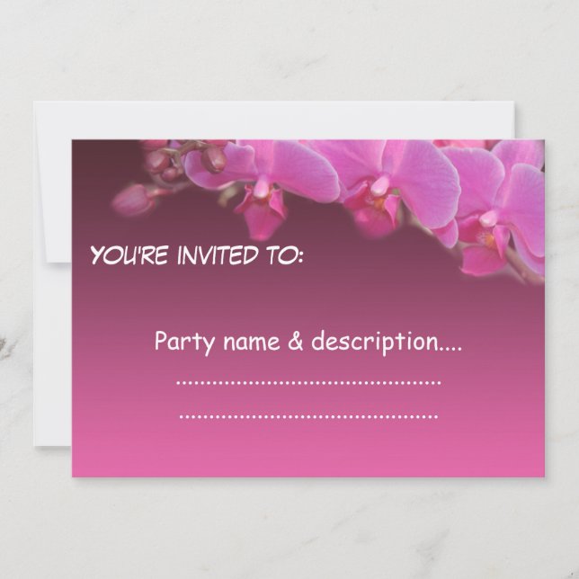 Rosa orchid-Blume Party Einladung (Vorderseite)