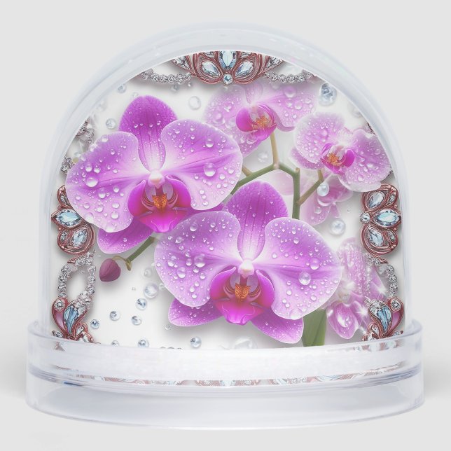 Rosa Orchid-Blume Schneekugeln (Vorderseite)
