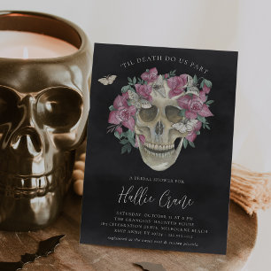 Rosa Orchid Blumenkehlkopf Halloween-Brautparty Einladung