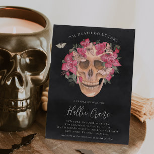 Rosa Orchid Blumenkehlkopf Halloween-Brautparty Einladung