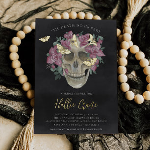 Rosa Orchid Blumenkehlkopf Halloween-Brautparty Folieneinladung