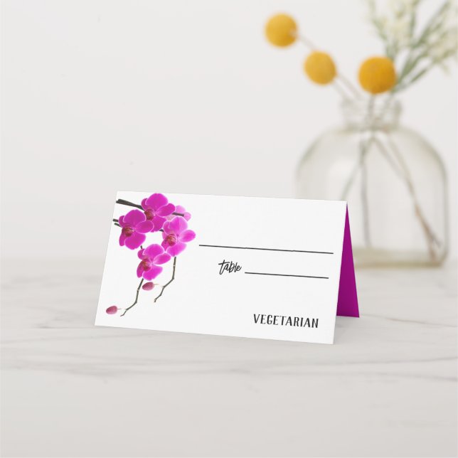 Rosa Orchid Blumenkost Wahl Platzkarte (Vorderseite)