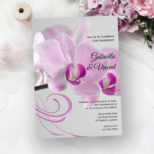 Rosa Orchid Elegance Engagement Party Einladung (Von Creator hochgeladen)