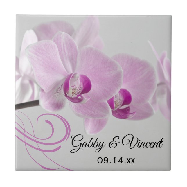 Rosa Orchid Elegance Hochzeitsreise Fliese (Vorderseite)
