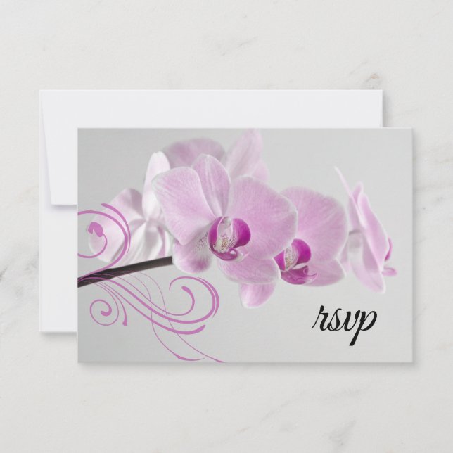 Rosa Orchid Elegance Wedding RSVP Response Card Karte (Vorderseite)