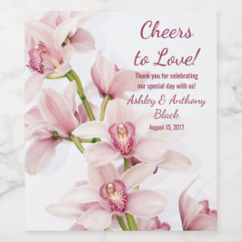 Rosa Orchid jubelt Liebe Hochzeit Weinetikett