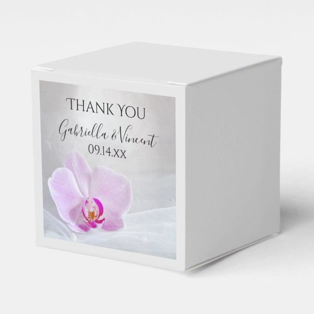 Rosa Orchid und White Bridal Veil Hochzeit Geschenkschachtel (Vorderseite)