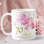 Rosa Orchid Watercolor Gold Glitzer 70. Geburtstag Kaffeetasse<br><div class="desc">Rosa Orchid Watercolor Gold Glitzer 70. Geburtstag Kaffee Tasse. Moderne florale Tasse 70. Geburtstag mit wunderschönen rosa Aquarellorchid und Imitat Gold Glitzer. Geben Sie Ihren Namen und Ihr Alter ein.</div>