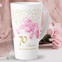 Rosa Orchid Watercolor Gold Glitzer 70. Geburtstag