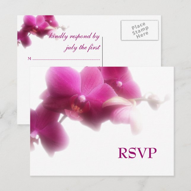 Rosa Orchid Wedding RSVP Einladungspostkarte (Vorne/Hinten)