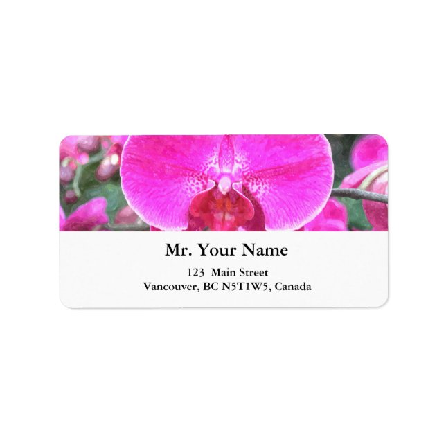 Rosa orchide Blume, Blumenfotografie Adressaufkleber (Vorne)